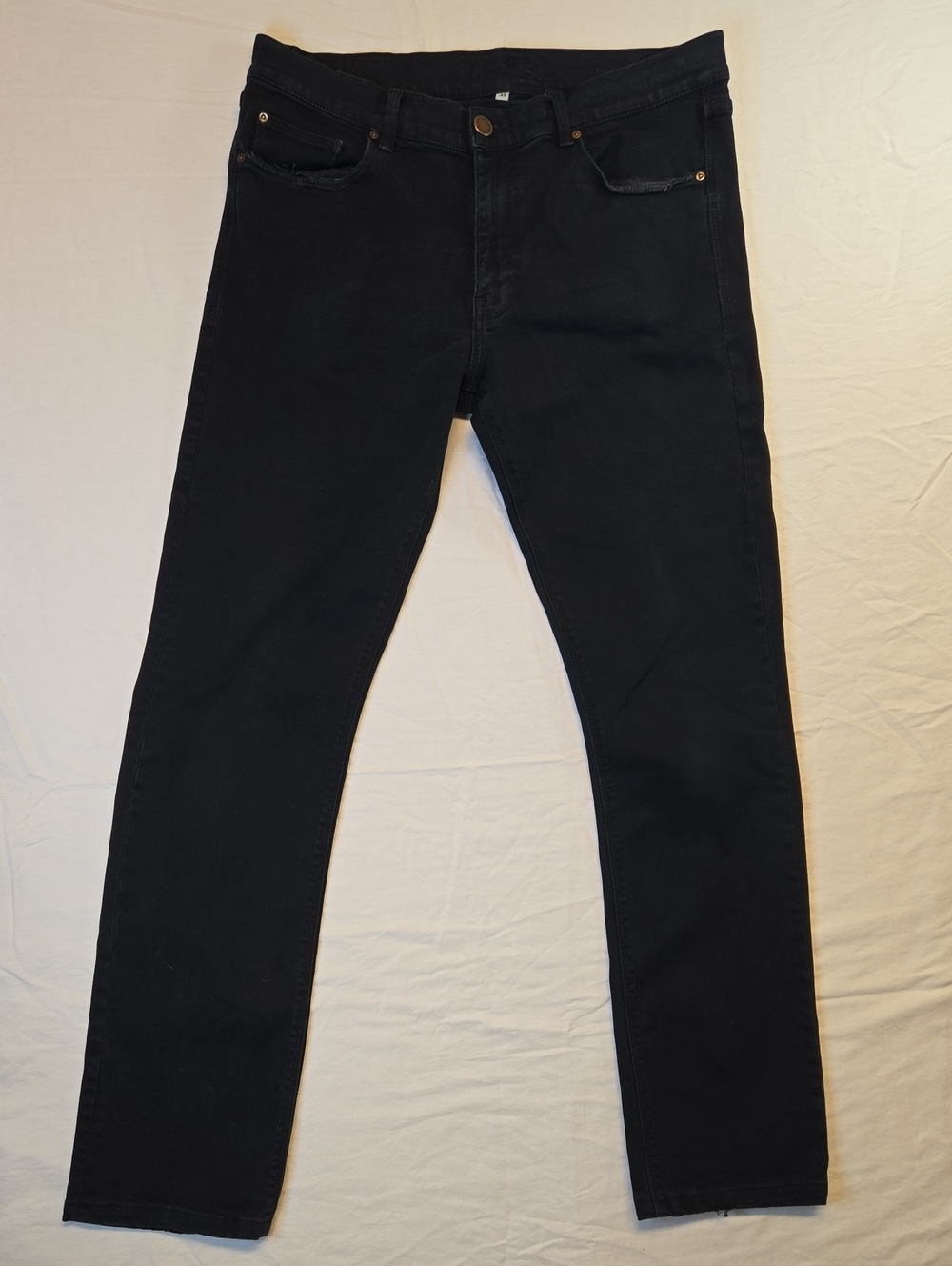DL1961 Black Lightly Distressed Straight Leg American Cotton Denim Jeans